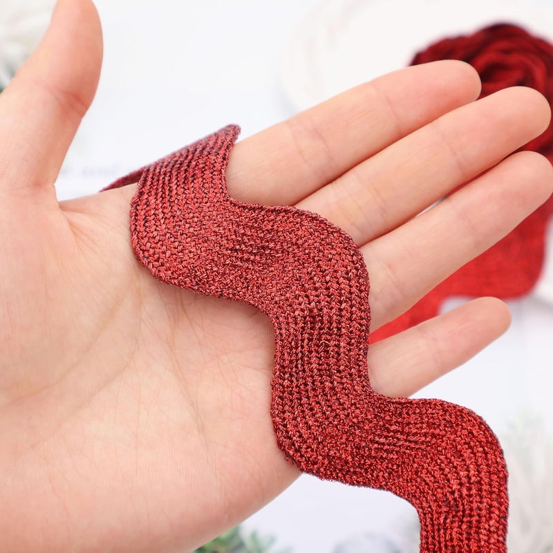 GXTIZAS شريط ريك راك عريض بتصميم موجي 4 ياردات لتزيين الزفاف والديكور المنزلي (أحمر) - Image 3
